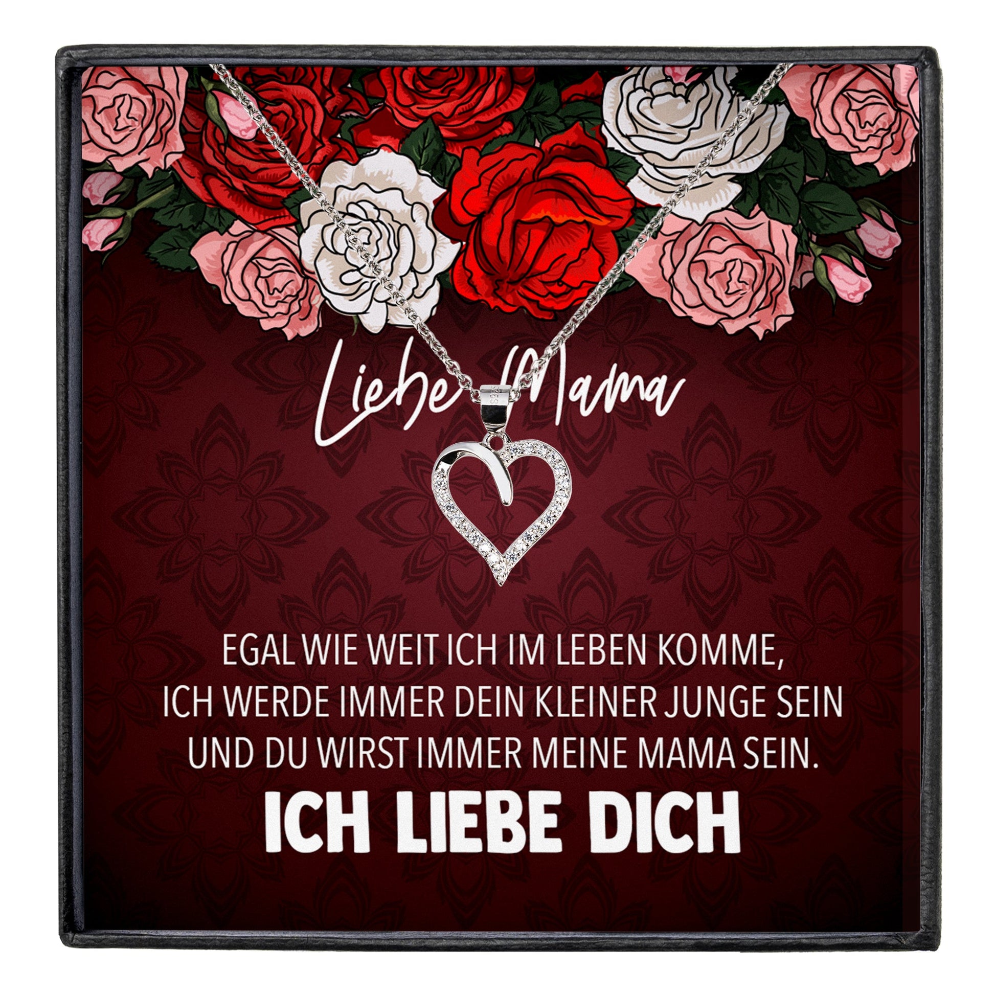 22Feels® Mama Geschenk von Sohn Muttertag Geburtstag Frauen Schmuck mit Karte Echt Silber Herz Halskette Weihnachten Idee Mutter Sohn-Schmuck mit Botschaftskarte - Herz21-22Feels