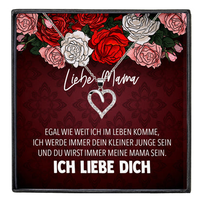 22Feels® Mama Geschenk von Sohn Muttertag Geburtstag Frauen Schmuck mit Karte Echt Silber Herz Halskette Weihnachten Idee Mutter Sohn-Schmuck mit Botschaftskarte - Herz21-22Feels
