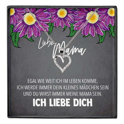22Feels® Mama Geschenk von Tochter Muttertag Geburtstag Frauen Schmuck mit Karte Echt Silber Herz Halskette Weihnachten Idee Mutter Tochter-Schmuck mit Botschaftskarte - Herz21-22Feels