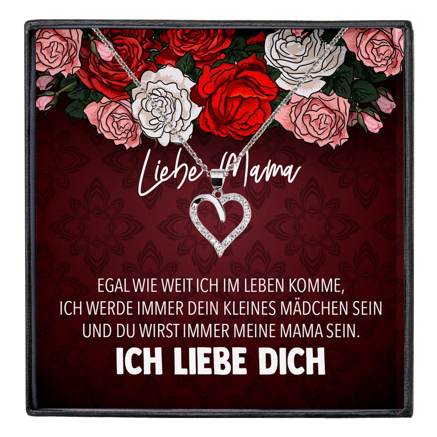 22Feels® Mama Geschenk von Tochter Muttertag Geburtstag Frauen Schmuck mit Karte Echt Silber Herz Halskette Weihnachten Idee Mutter Tochter-Schmuck mit Botschaftskarte - Herz21-22Feels