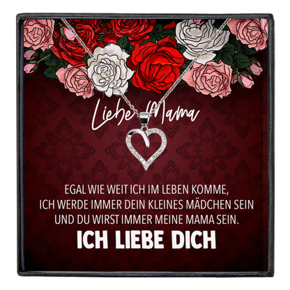 22Feels® Mama Geschenk von Tochter Muttertag Geburtstag Frauen Schmuck mit Karte Echt Silber Herz Halskette Weihnachten Idee Mutter Tochter-Schmuck mit Botschaftskarte - Herz21-22Feels