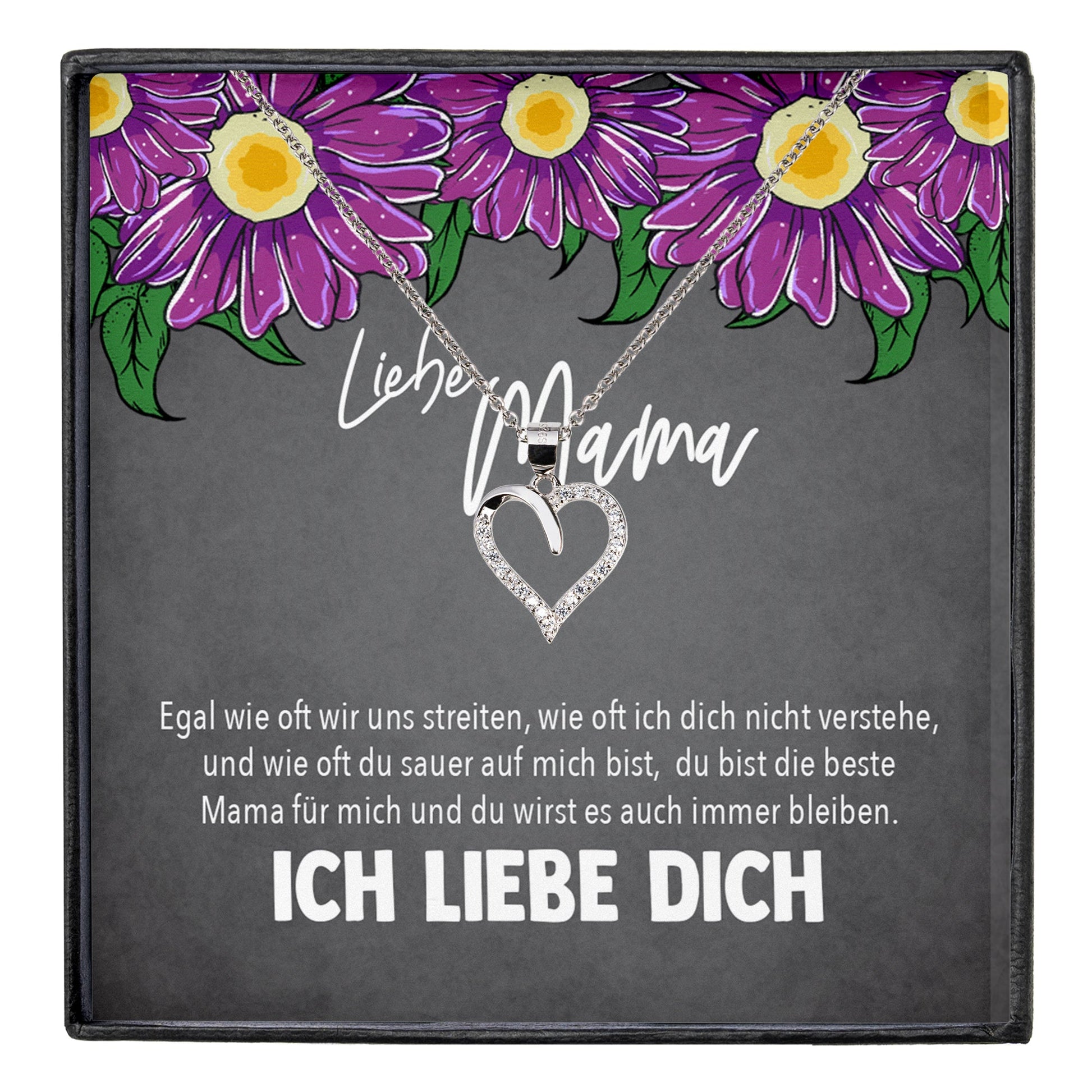 22Feels® Mama Geschenk von Tochter Muttertag Geburtstag Frauen Schmuck mit Karte Echt Silber Herz Halskette Weihnachten Idee Mutter Tochter-Schmuck mit Botschaftskarte - Herz21-22Feels