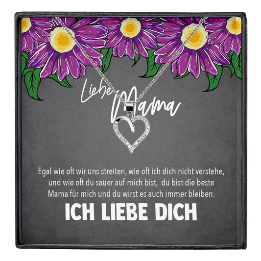 22Feels® Mama Geschenk von Tochter Muttertag Geburtstag Frauen Schmuck mit Karte Echt Silber Herz Halskette Weihnachten Idee Mutter Tochter-Schmuck mit Botschaftskarte - Herz21-22Feels