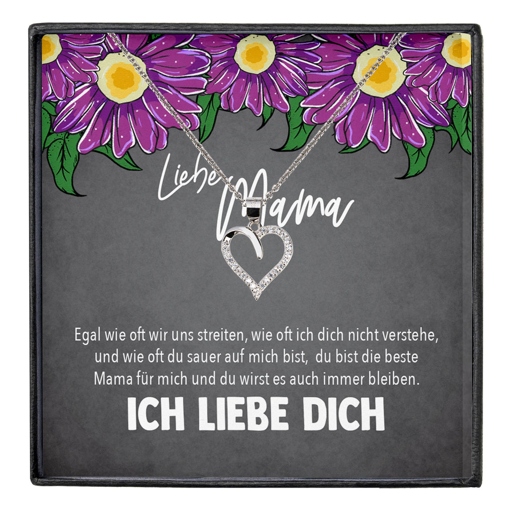 22Feels® Mama Geschenk von Tochter Muttertag Geburtstag Frauen Schmuck mit Karte Echt Silber Herz Halskette Weihnachten Idee Mutter Tochter-Schmuck mit Botschaftskarte - Herz21-22Feels