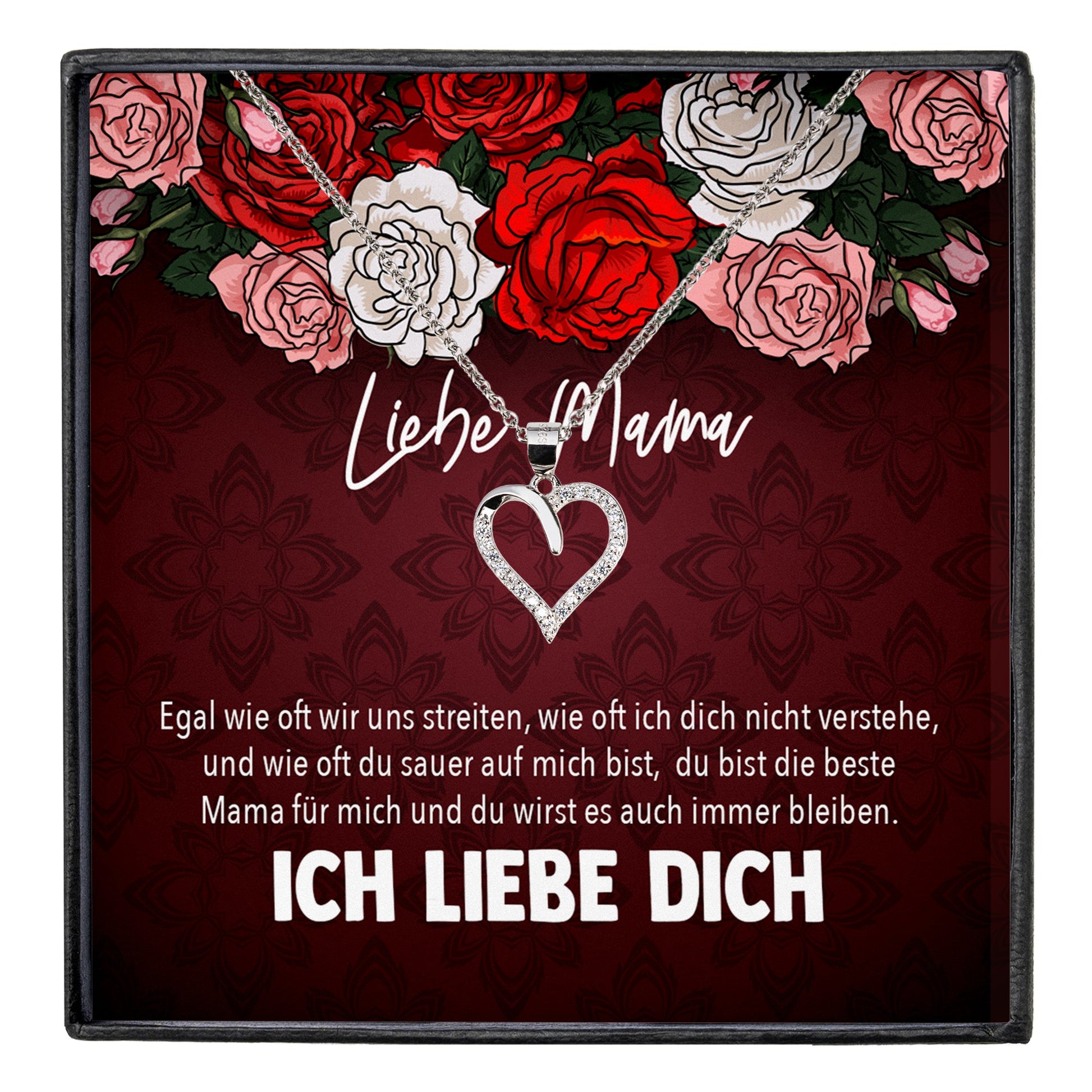 22Feels® Mama Geschenk von Tochter Muttertag Geburtstag Frauen Schmuck mit Karte Echt Silber Herz Halskette Weihnachten Idee Mutter Tochter-Schmuck mit Botschaftskarte - Herz21-22Feels