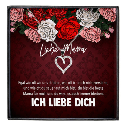 22Feels® Mama Geschenk von Tochter Muttertag Geburtstag Frauen Schmuck mit Karte Echt Silber Herz Halskette Weihnachten Idee Mutter Tochter-Schmuck mit Botschaftskarte - Herz21-22Feels