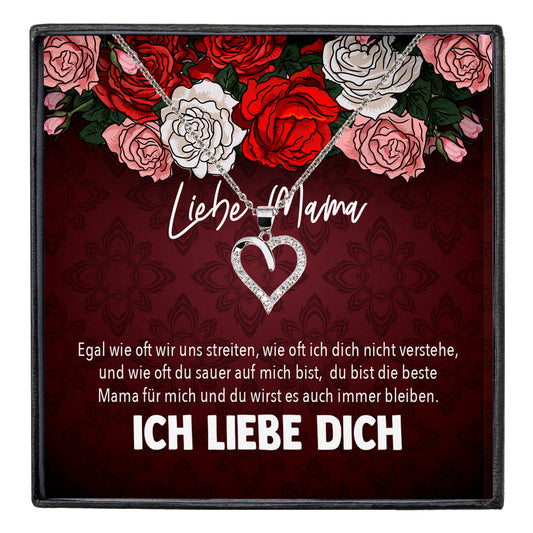 22Feels® Mama Geschenk von Tochter Muttertag Geburtstag Frauen Schmuck mit Karte Echt Silber Herz Halskette Weihnachten Idee Mutter Tochter-Schmuck mit Botschaftskarte - Herz21-22Feels