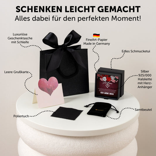 22Feels® Mama Geschenk von Tochter Muttertag Geburtstag Frauen Schmuck mit Karte Echt Silber Herz Halskette Weihnachten Idee Mutter Tochter-Schmuck mit Botschaftskarte - Herz21-22Feels