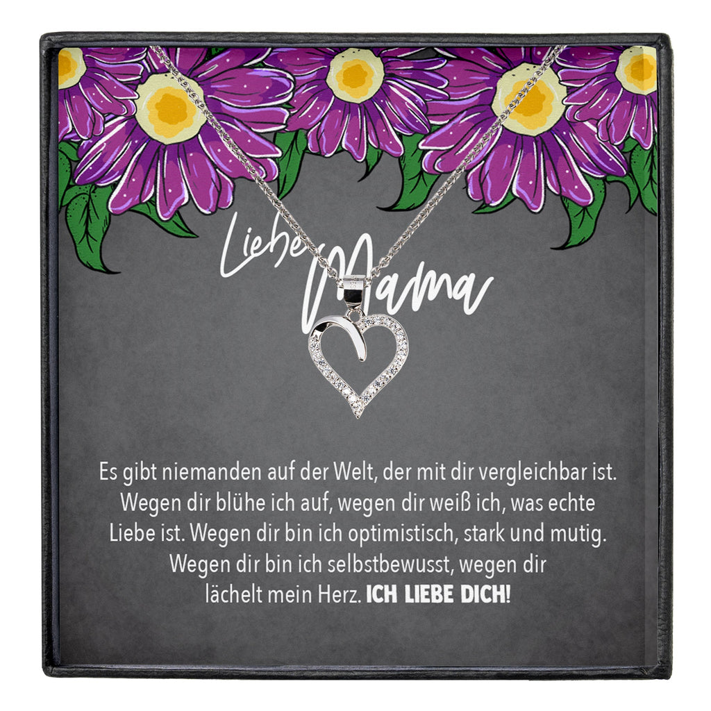 22Feels® Mama Geschenk Muttertag Geburtstag Frauen Schmuck mit Karte Herz Halskette Echt Silber Weihnachten Idee von Tochter oder Sohn-Schmuck mit Botschaftskarte - Herz21-22Feels