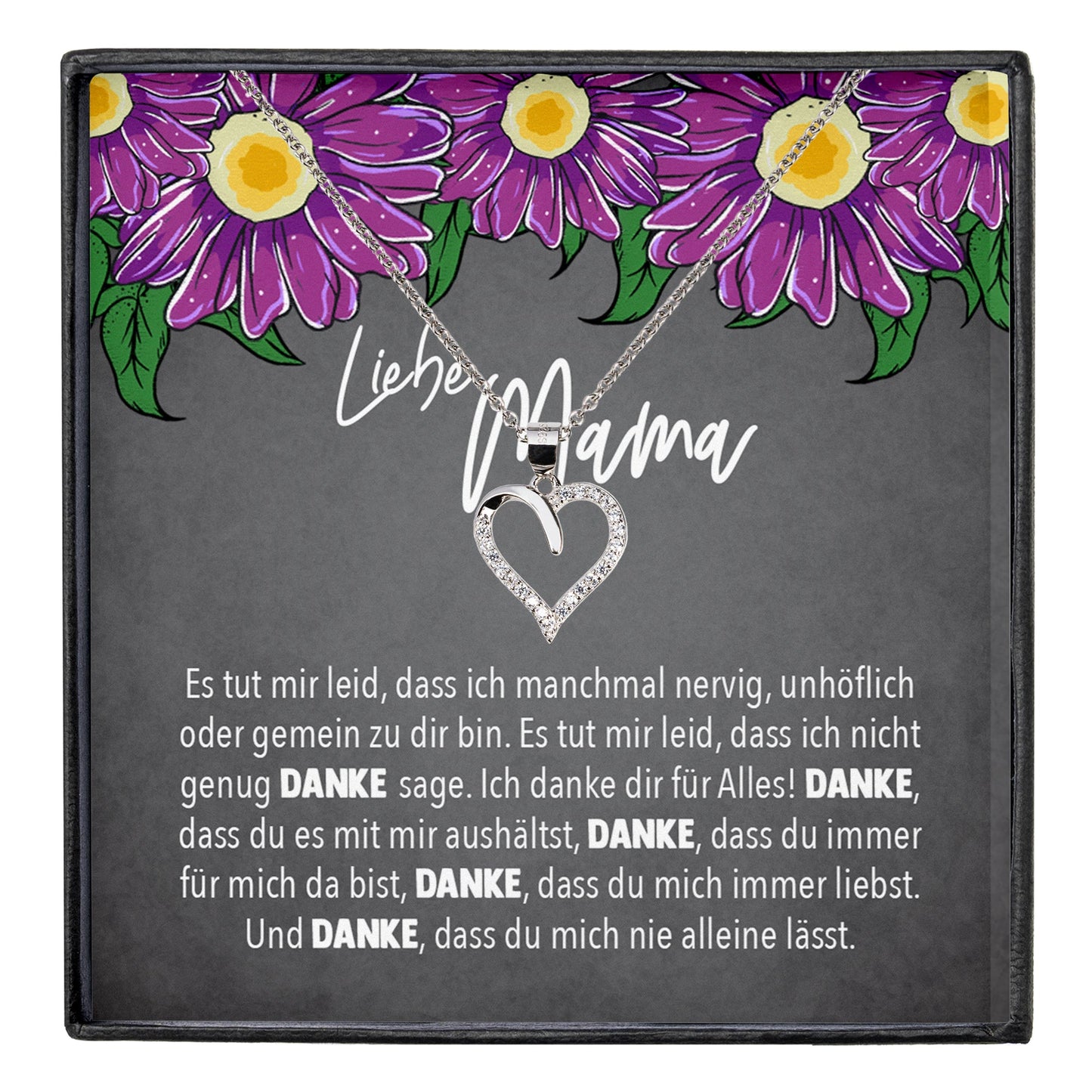 22Feels® Mama Geschenk Muttertag Geburtstag Frauen Schmuck mit Karte Herz Halskette Echt Silber Weihnachten Idee von Tochter oder Sohn-Schmuck mit Botschaftskarte - Herz21-22Feels
