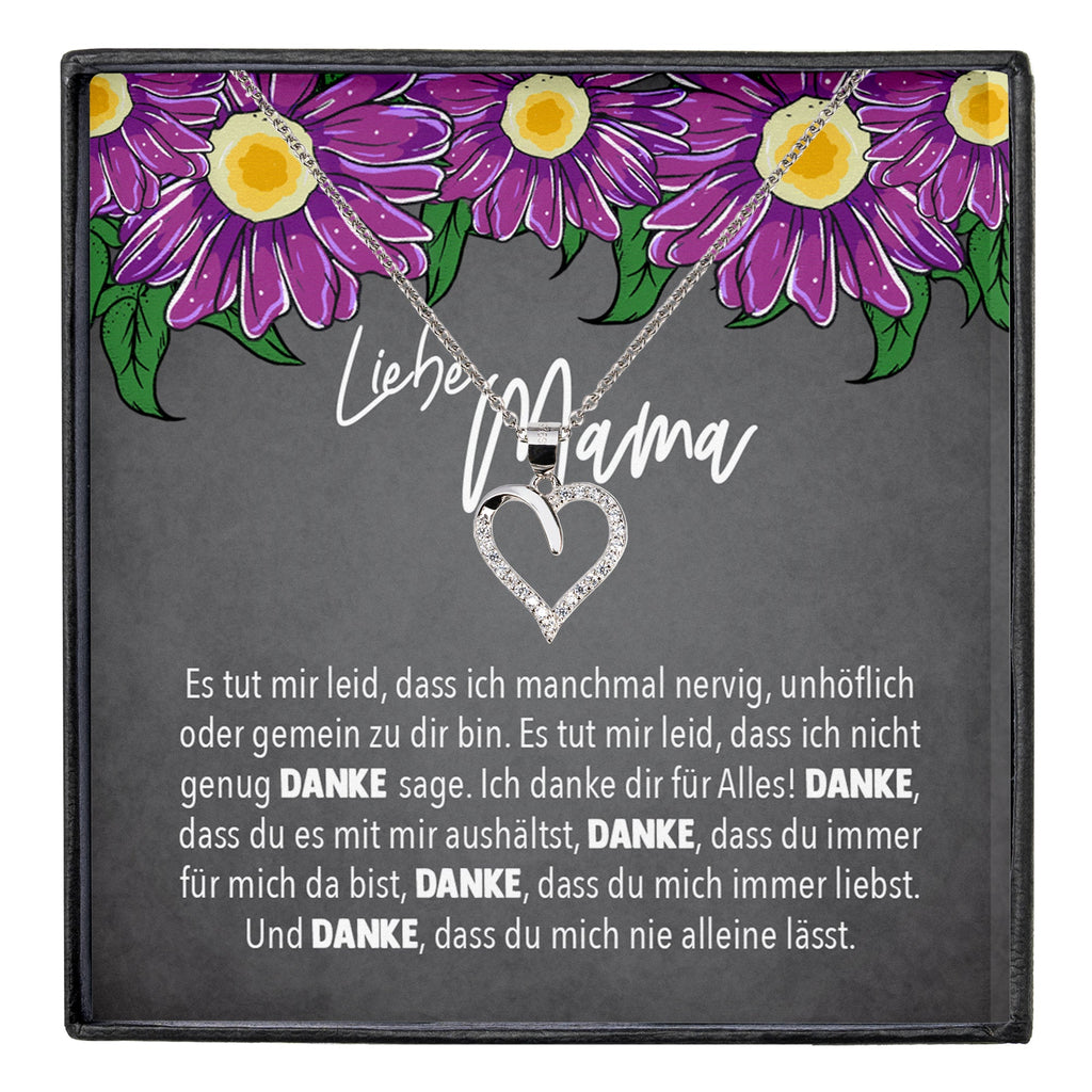 22Feels® Mama Geschenk Muttertag Geburtstag Frauen Schmuck mit Karte Herz Halskette Echt Silber Weihnachten Idee von Tochter oder Sohn-Schmuck mit Botschaftskarte - Herz21-22Feels