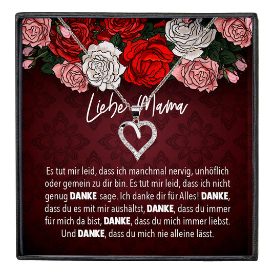 22Feels® Mama Geschenk Muttertag Geburtstag Frauen Schmuck mit Karte Herz Halskette Echt Silber Weihnachten Idee von Tochter oder Sohn-Schmuck mit Botschaftskarte - Herz21-22Feels