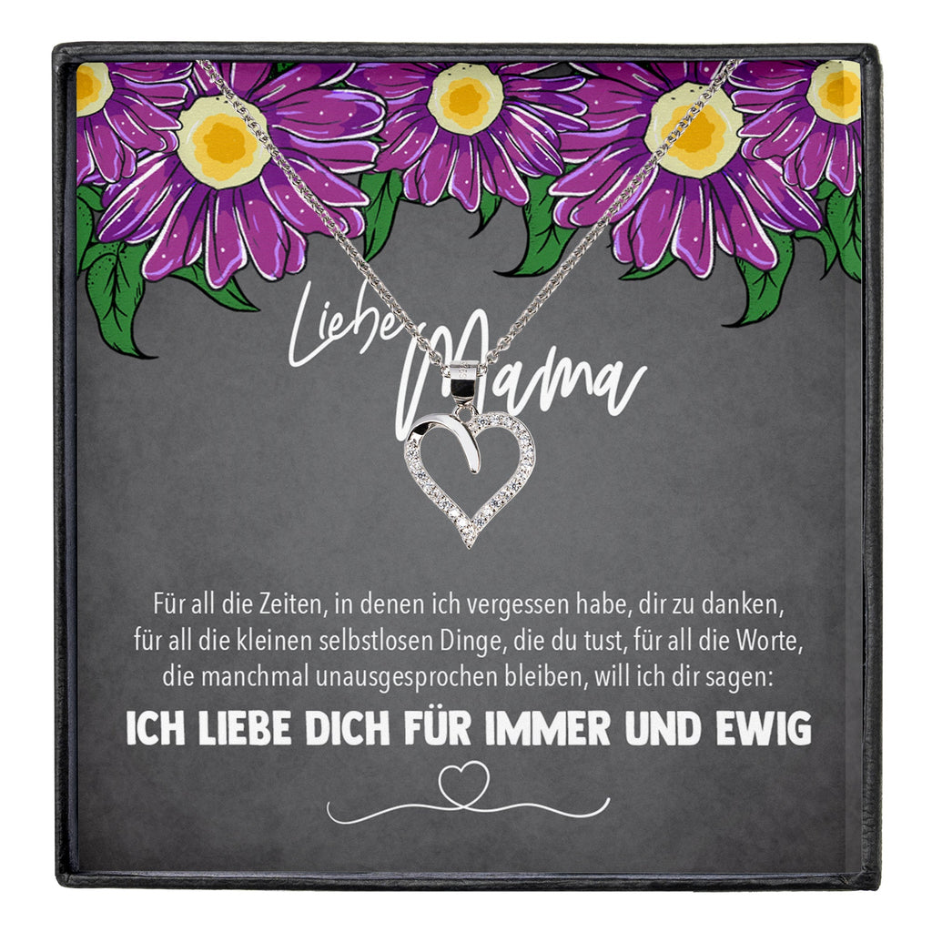 22Feels® Mama Geschenk Muttertag Geburtstag Frauen Schmuck mit Karte Herz Halskette Echt Silber Weihnachten Idee von Tochter oder Sohn-Schmuck mit Botschaftskarte - Herz21-22Feels