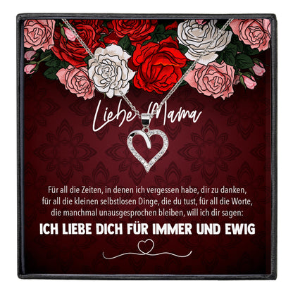 22Feels® Mama Geschenk Muttertag Geburtstag Frauen Schmuck mit Karte Herz Halskette Echt Silber Weihnachten Idee von Tochter oder Sohn-Schmuck mit Botschaftskarte - Herz21-22Feels