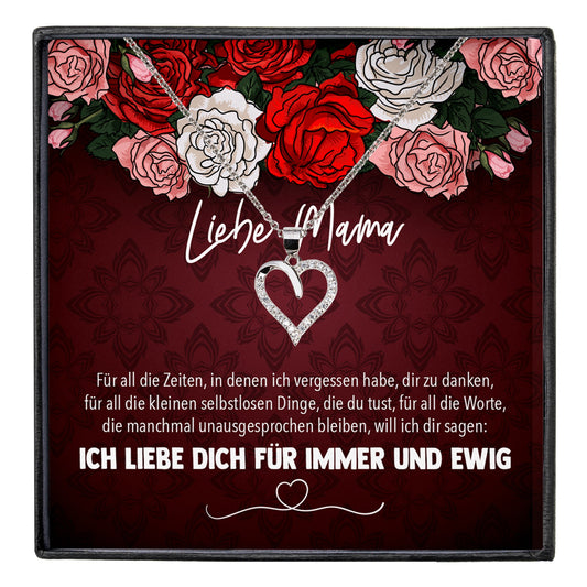 22Feels® Mama Geschenk Muttertag Geburtstag Frauen Schmuck mit Karte Herz Halskette Echt Silber Weihnachten Idee von Tochter oder Sohn-Schmuck mit Botschaftskarte - Herz21-22Feels