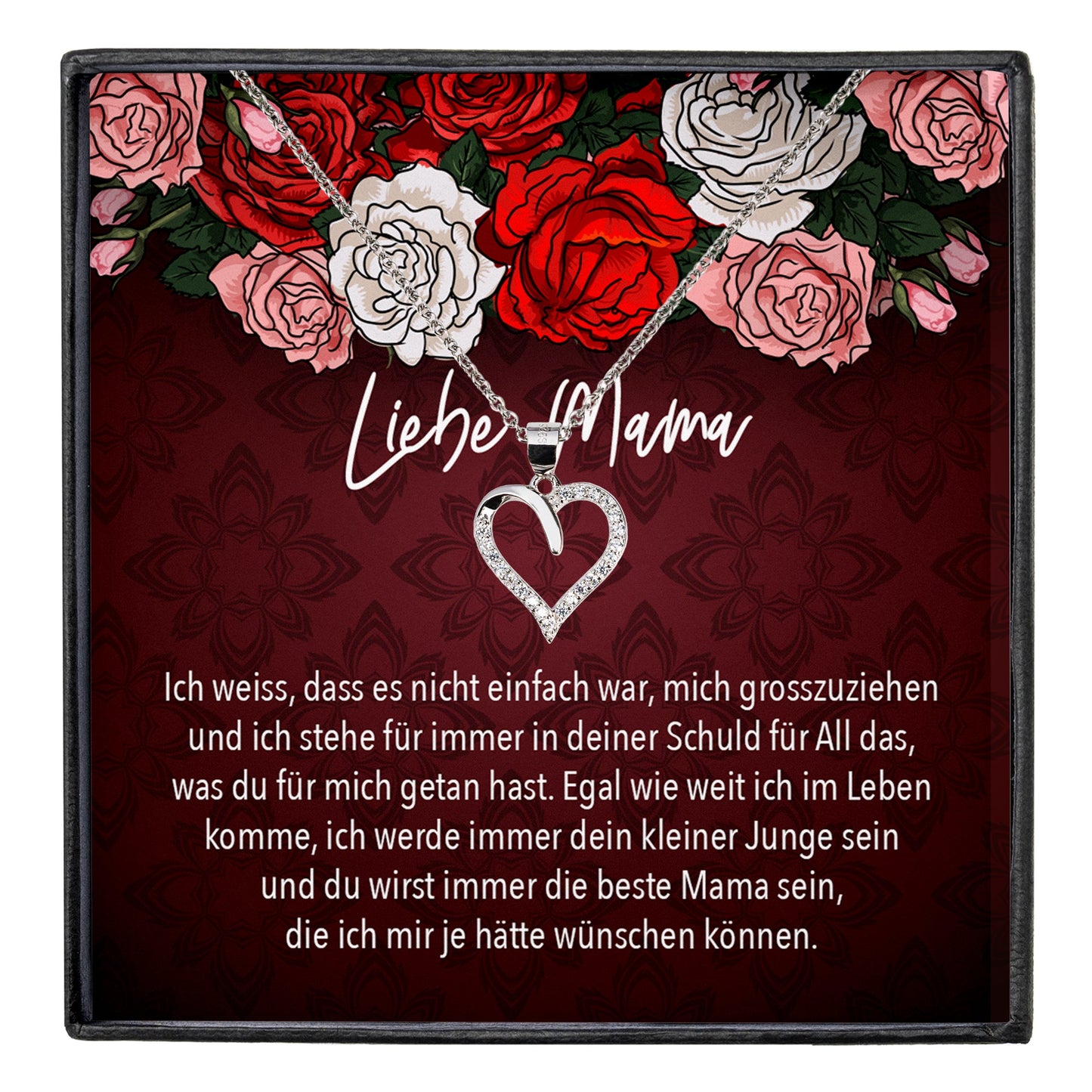 22Feels® Mama Geschenk von Sohn Muttertag Geburtstag Frauen Schmuck mit Karte Echt Silber Herz Halskette Weihnachten Idee Mutter Sohn-Schmuck mit Botschaftskarte - Herz21-22Feels