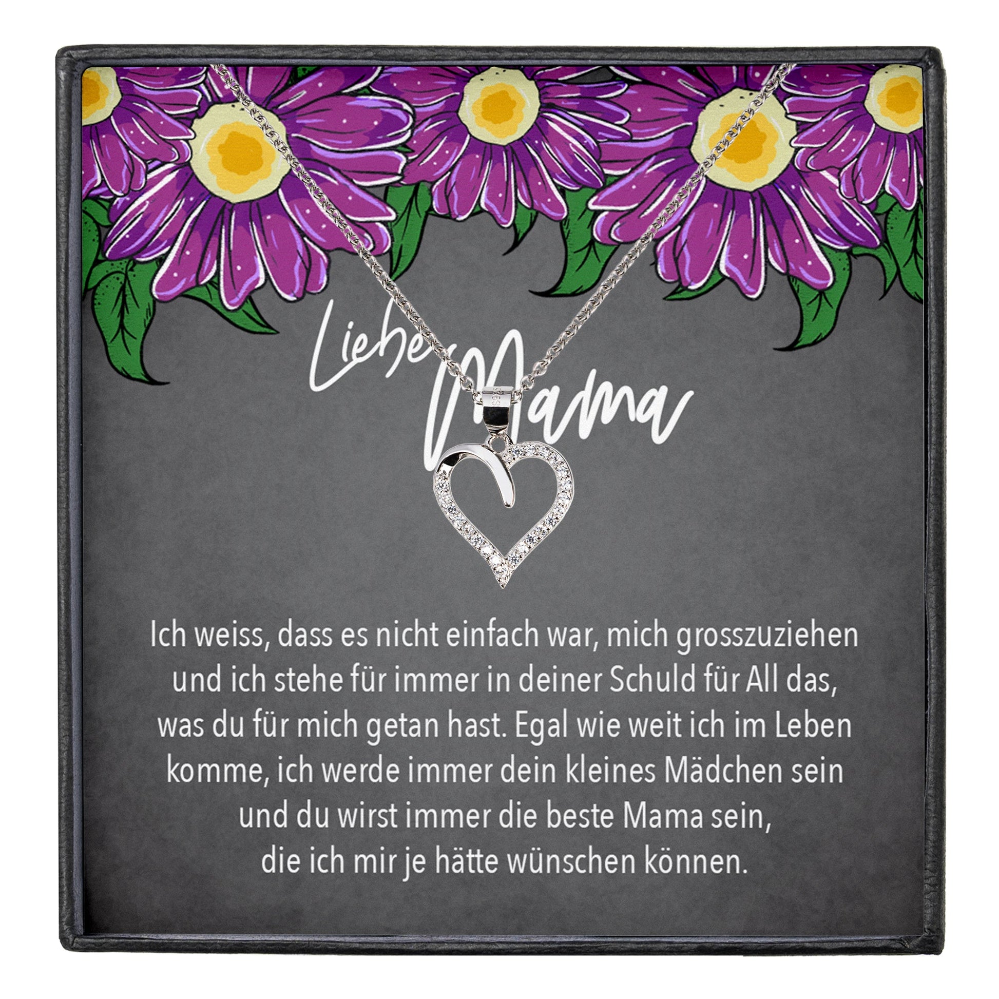 22Feels® Mama Geschenk von Tochter Muttertag Geburtstag Frauen Schmuck mit Karte Echt Silber Herz Halskette Weihnachten Idee Mutter Tochter-Schmuck mit Botschaftskarte - Herz21-22Feels