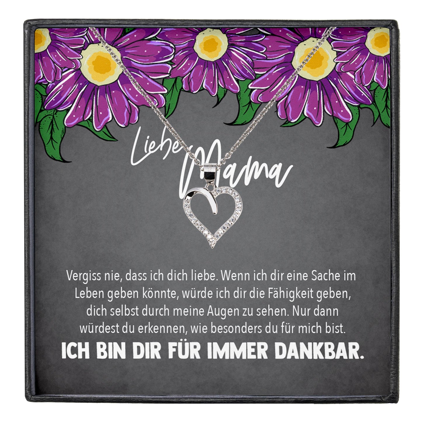 22Feels® Mama Geschenk Muttertag Geburtstag Frauen Schmuck mit Karte Herz Halskette Echt Silber Weihnachten Idee von Tochter oder Sohn-Schmuck mit Botschaftskarte - Herz21-22Feels