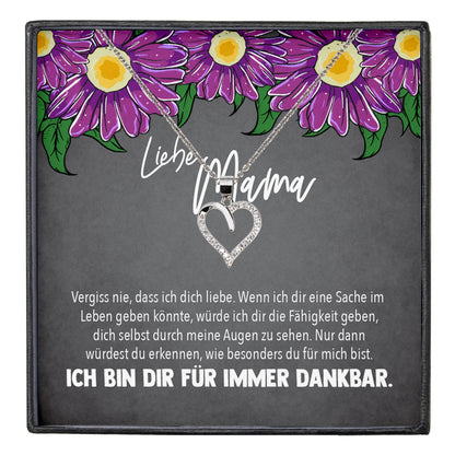 22Feels® Mama Geschenk Muttertag Geburtstag Frauen Schmuck mit Karte Herz Halskette Echt Silber Weihnachten Idee von Tochter oder Sohn-Schmuck mit Botschaftskarte - Herz21-22Feels