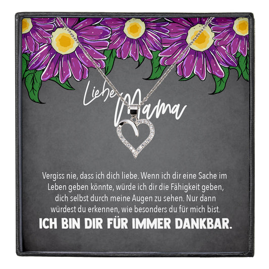 22Feels® Mama Geschenk Muttertag Geburtstag Frauen Schmuck mit Karte Herz Halskette Echt Silber Weihnachten Idee von Tochter oder Sohn-Schmuck mit Botschaftskarte - Herz21-22Feels