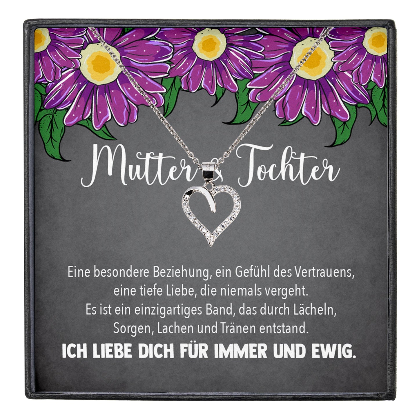 22Feels® Mama Geschenk von Tochter Muttertag Geburtstag Frauen Schmuck mit Karte Echt Silber Herz Halskette Weihnachten Idee Mutter Tochter-Schmuck mit Botschaftskarte - Herz21-22Feels