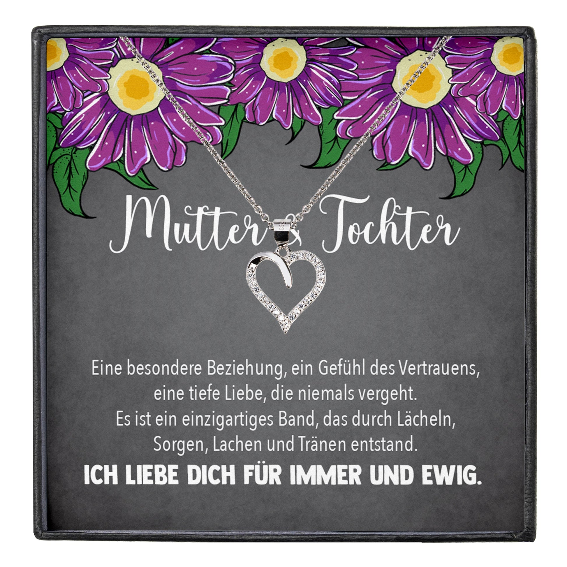 22Feels® Mama Geschenk von Tochter Muttertag Geburtstag Frauen Schmuck mit Karte Echt Silber Herz Halskette Weihnachten Idee Mutter Tochter-Schmuck mit Botschaftskarte - Herz21-22Feels