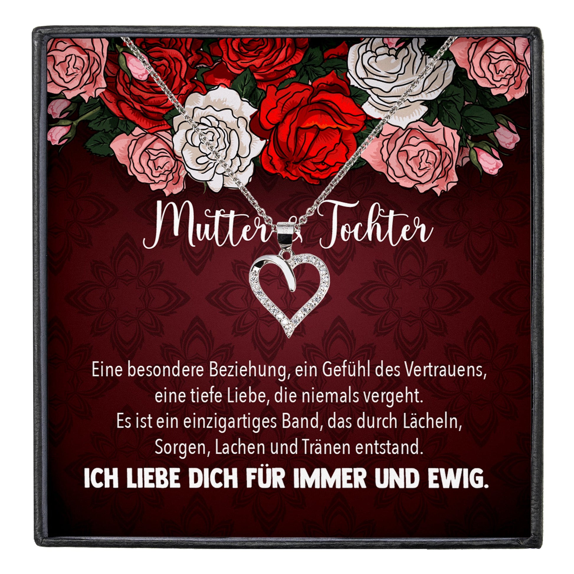 22Feels® Mama Geschenk von Tochter Muttertag Geburtstag Frauen Schmuck mit Karte Echt Silber Herz Halskette Weihnachten Idee Mutter Tochter-Schmuck mit Botschaftskarte - Herz21-22Feels