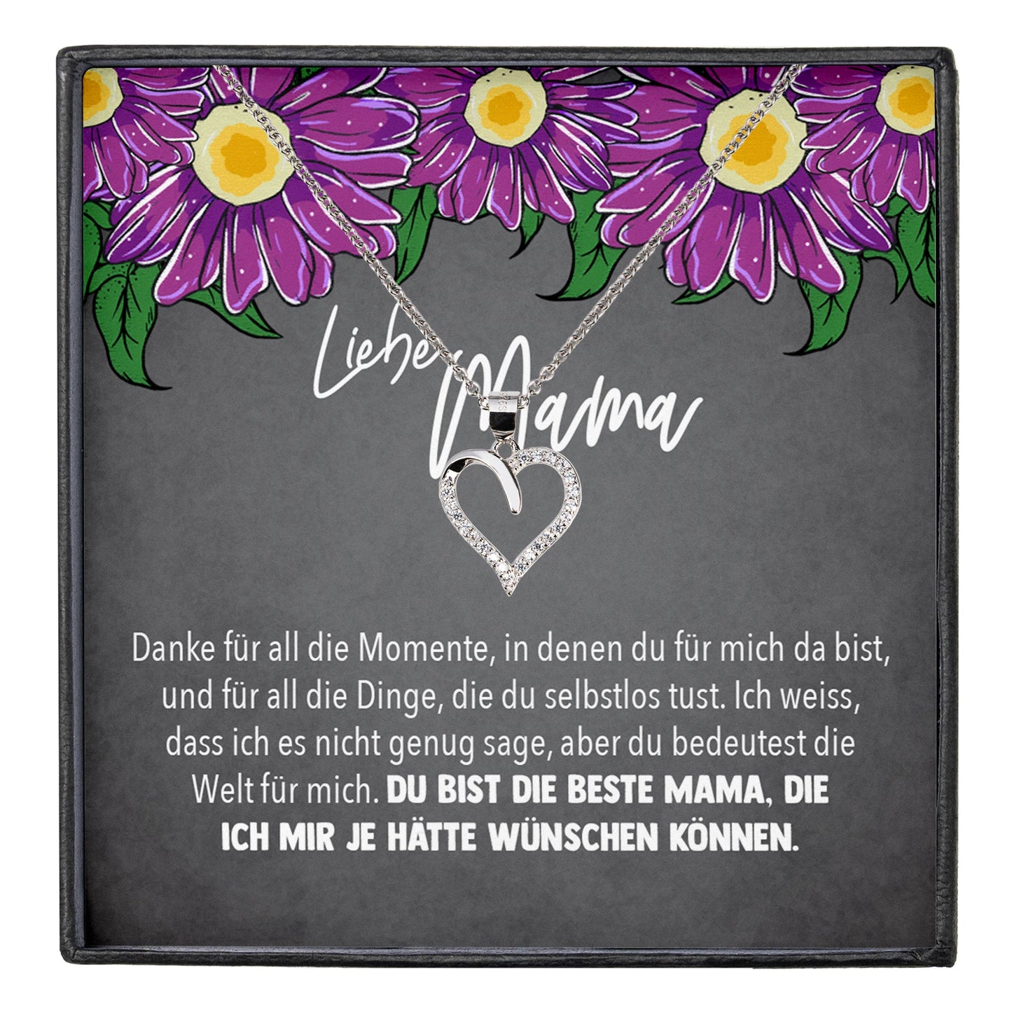22Feels® Mama Geschenk Muttertag Geburtstag Frauen Schmuck mit Karte Herz Halskette Echt Silber Weihnachten Idee von Tochter oder Sohn-Schmuck mit Botschaftskarte - Herz21-22Feels