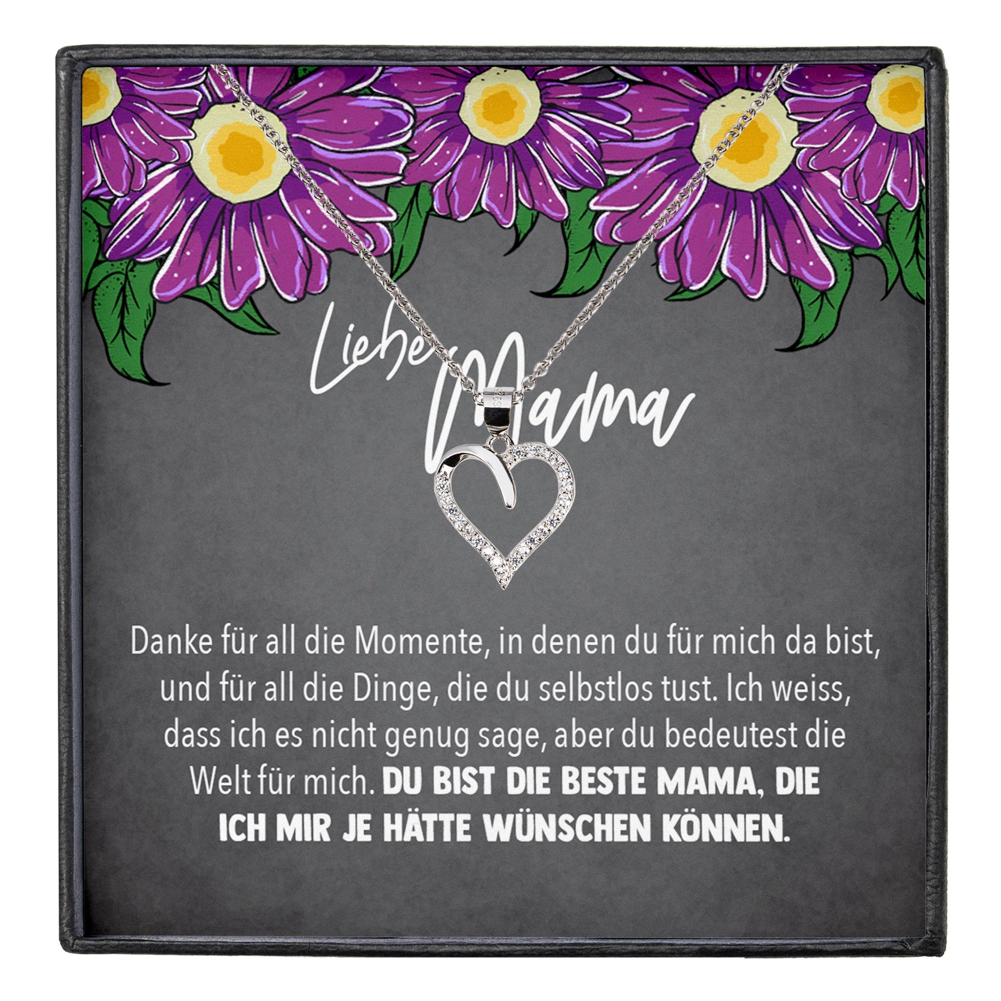 22Feels® Mama Geschenk Muttertag Geburtstag Frauen Schmuck mit Karte Herz Halskette Echt Silber Weihnachten Idee von Tochter oder Sohn-Schmuck mit Botschaftskarte - Herz21-22Feels