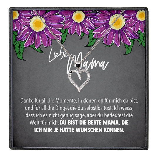 22Feels® Mama Geschenk Muttertag Geburtstag Frauen Schmuck mit Karte Herz Halskette Echt Silber Weihnachten Idee von Tochter oder Sohn-Schmuck mit Botschaftskarte - Herz21-22Feels