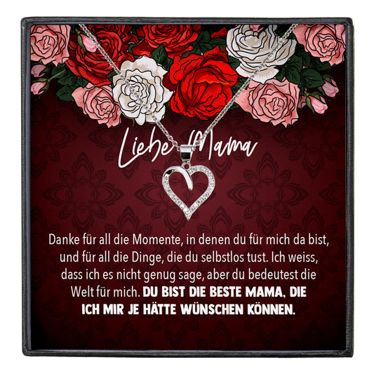 22Feels® Mama Geschenk Muttertag Geburtstag Frauen Schmuck mit Karte Herz Halskette Echt Silber Weihnachten Idee von Tochter oder Sohn-Schmuck mit Botschaftskarte - Herz21-22Feels