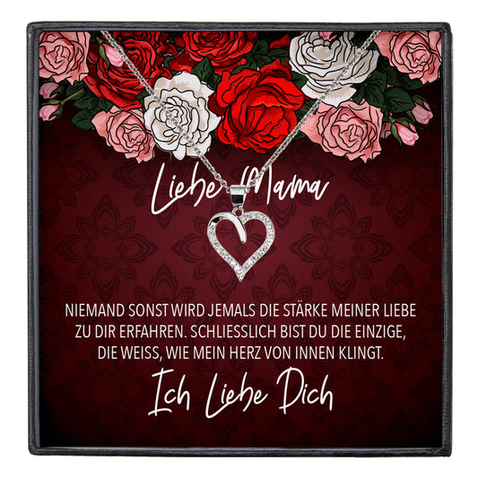 22Feels® Mama Geschenk Muttertag Geburtstag Frauen Schmuck mit Karte Herz Halskette Echt Silber Weihnachten Idee von Tochter oder Sohn-Schmuck mit Botschaftskarte - Herz21-22Feels