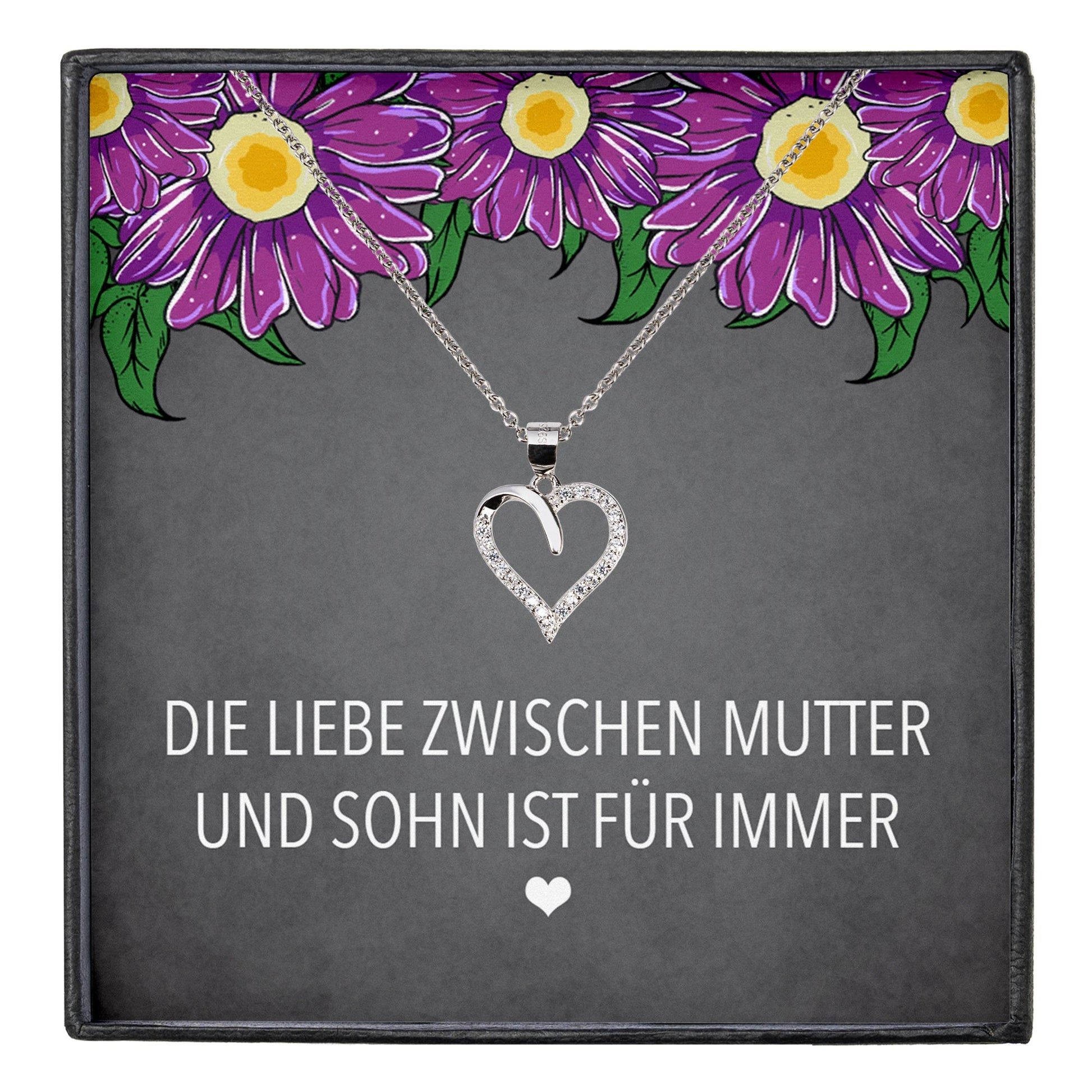 22Feels® Mama Geschenk von Sohn Muttertag Geburtstag Frauen Schmuck mit Karte Echt Silber Herz Halskette Weihnachten Idee Mutter Sohn-Schmuck mit Botschaftskarte - Herz21-22Feels