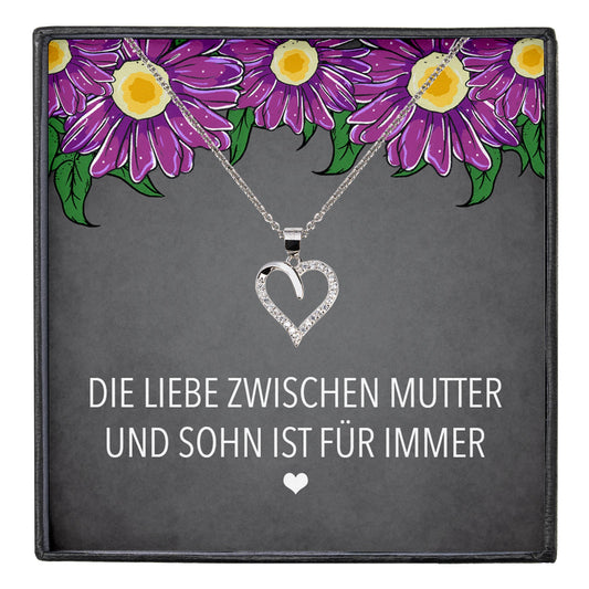 22Feels® Mama Geschenk von Sohn Muttertag Geburtstag Frauen Schmuck mit Karte Echt Silber Herz Halskette Weihnachten Idee Mutter Sohn-Schmuck mit Botschaftskarte - Herz21-22Feels