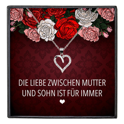 22Feels® Mama Geschenk von Sohn Muttertag Geburtstag Frauen Schmuck mit Karte Echt Silber Herz Halskette Weihnachten Idee Mutter Sohn-Schmuck mit Botschaftskarte - Herz21-22Feels