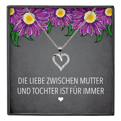 22Feels® Mama Geschenk von Tochter Muttertag Geburtstag Frauen Schmuck mit Karte Echt Silber Herz Halskette Weihnachten Idee Mutter Tochter-Schmuck mit Botschaftskarte - Herz21-22Feels