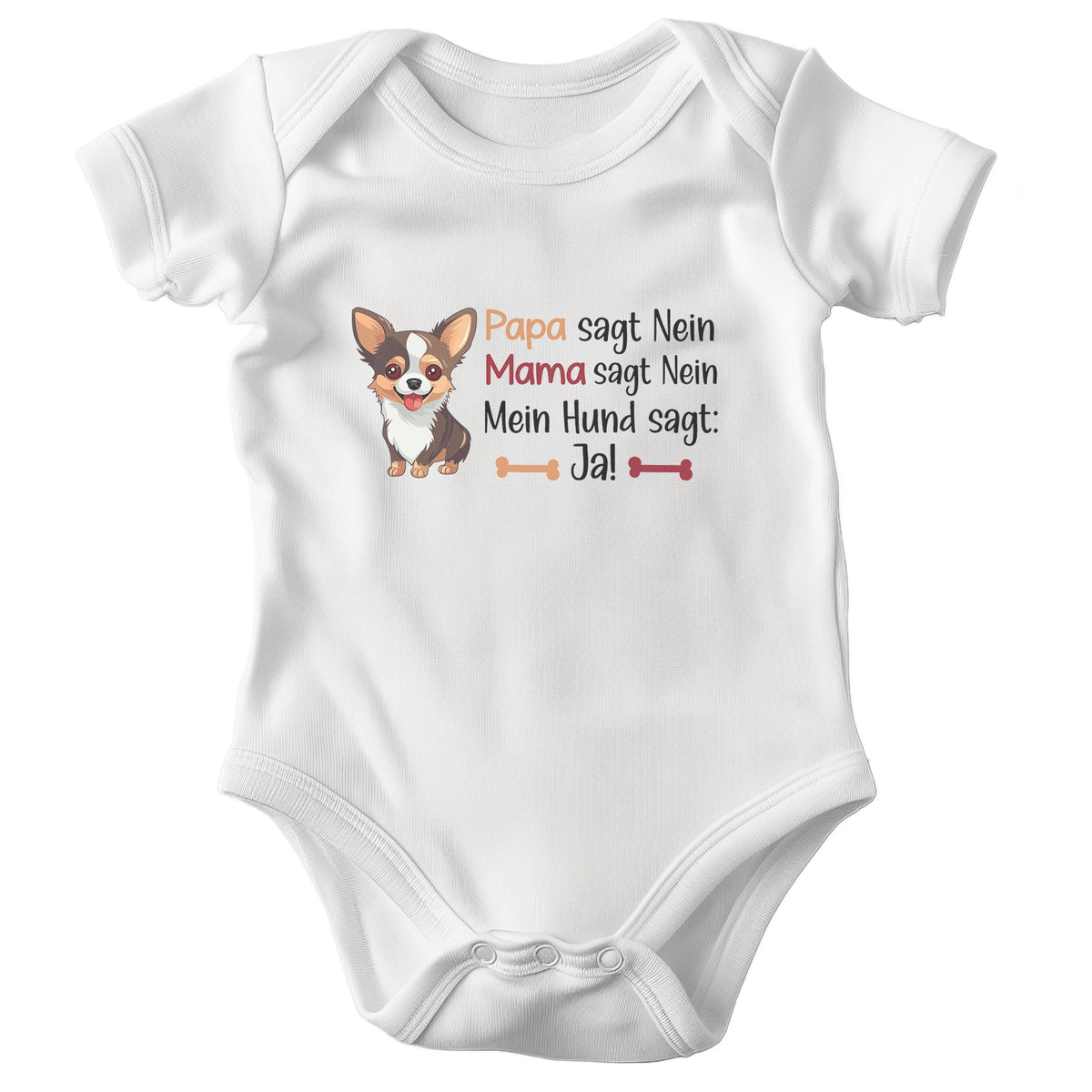 22Feels Unisex Babybody Bio-Baumwolle – Weiß mit Chihuahua Ja Spruch – Geschenk zur Geburt, Babyparty oder zum 1. Geburtstag für Hunde-Fans-Baby Body-22Feels