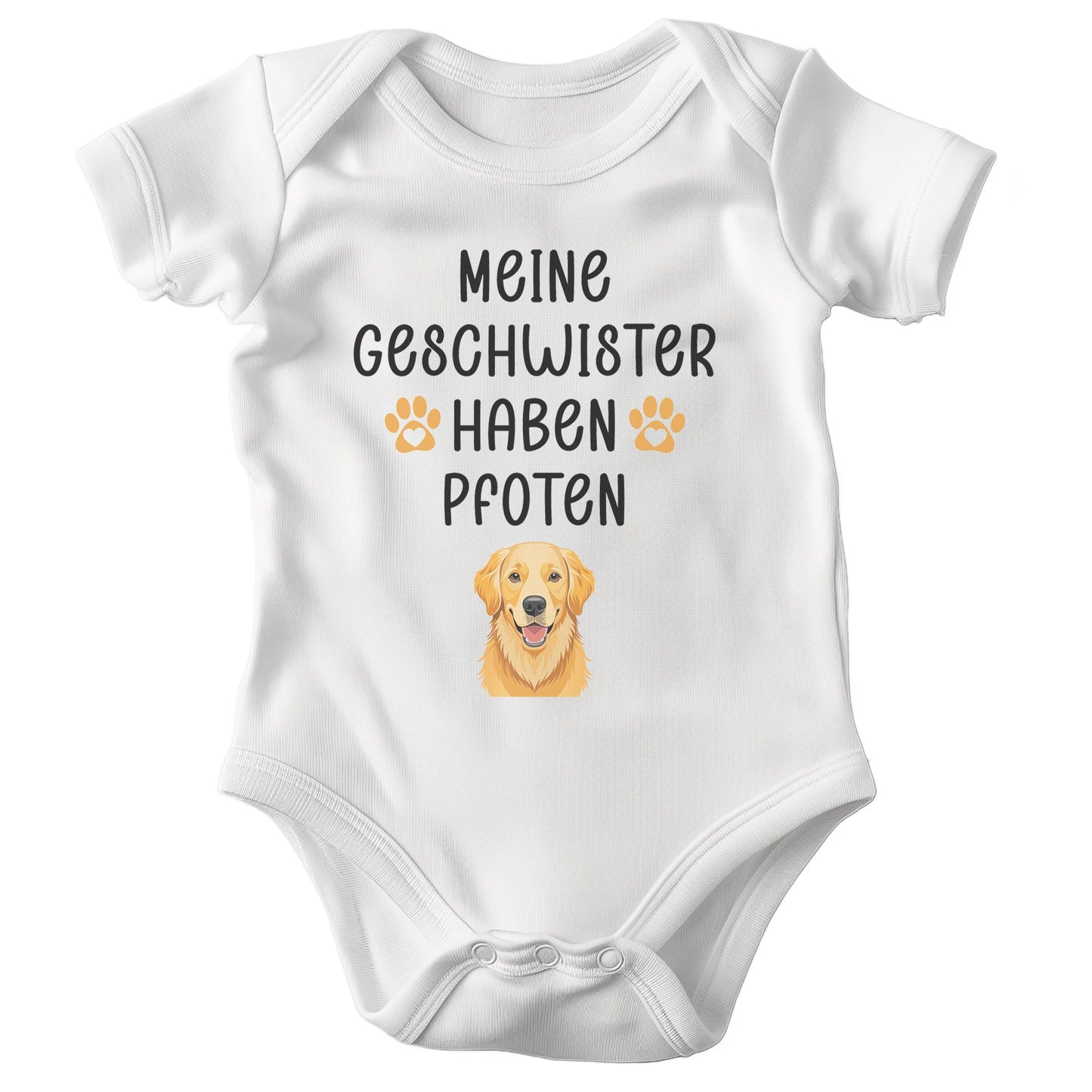 22Feels Unisex Babybody Bio-Baumwolle – Weiß mit Golden Retriever Geschwister Spruch – Geschenk zur Geburt, Babyparty oder zum 1. Geburtstag für Hunde-Fans-Baby Body-22Feels