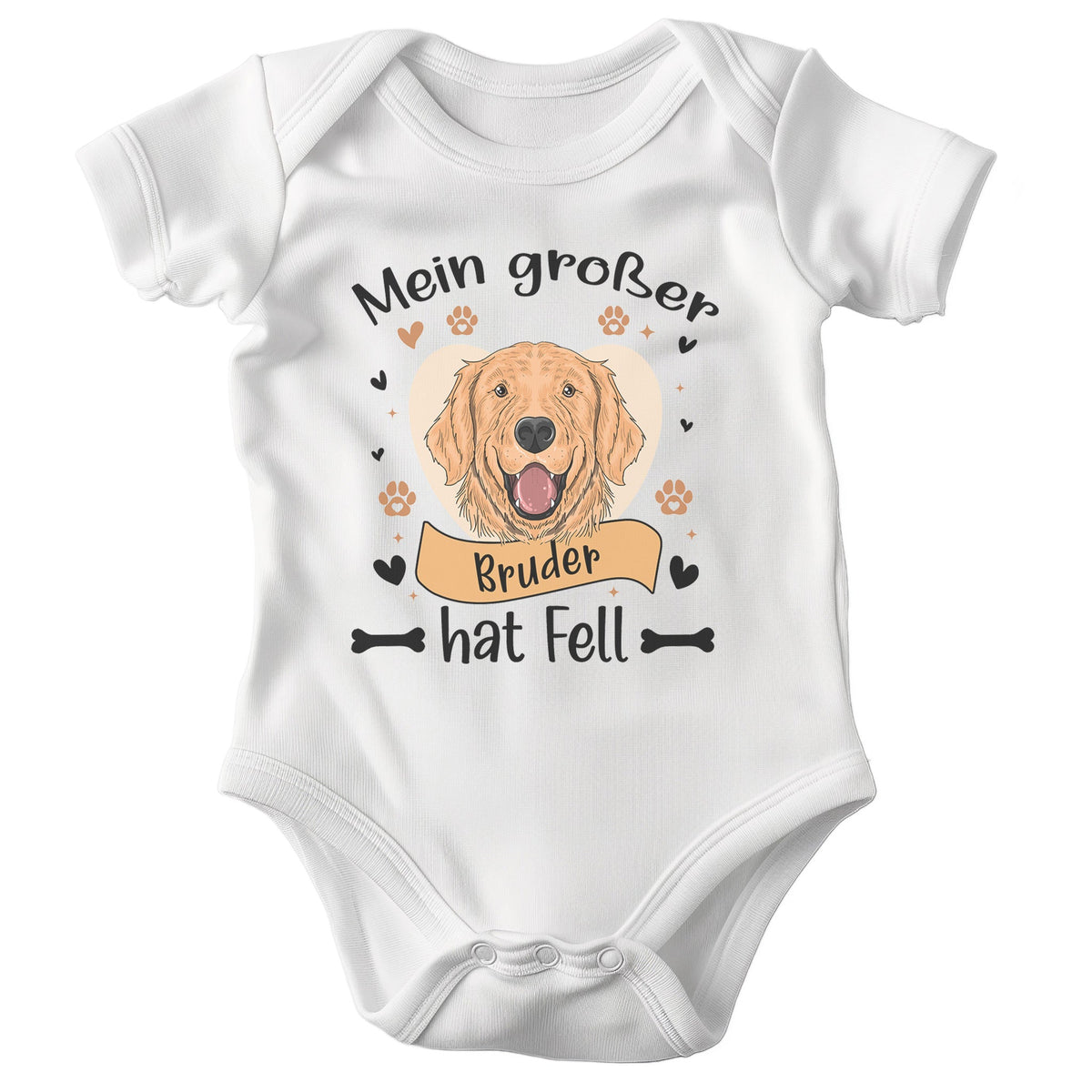 22Feels Unisex Babybody Bio-Baumwolle – Weiß mit Golden Retriever Großer Bruder – Geschenk zur Geburt, Babyparty oder zum 1. Geburtstag für Hunde-Fans-Baby Body-22Feels