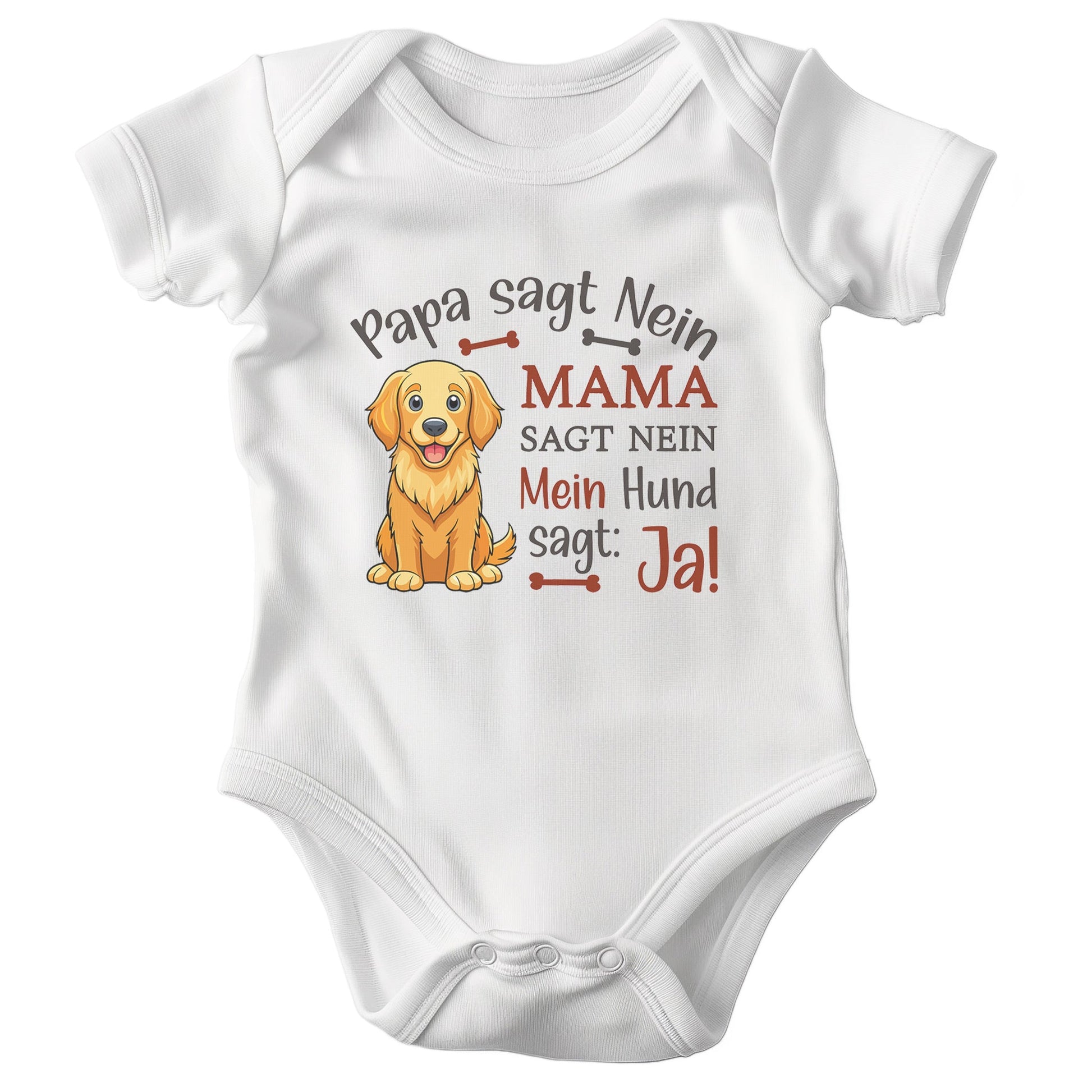 22Feels Unisex Babybody Bio-Baumwolle – Weiß mit Golden Retriever Ja Spruch – Geschenk zur Geburt, Babyparty oder zum 1. Geburtstag für Hunde-Fans-Baby Body-22Feels