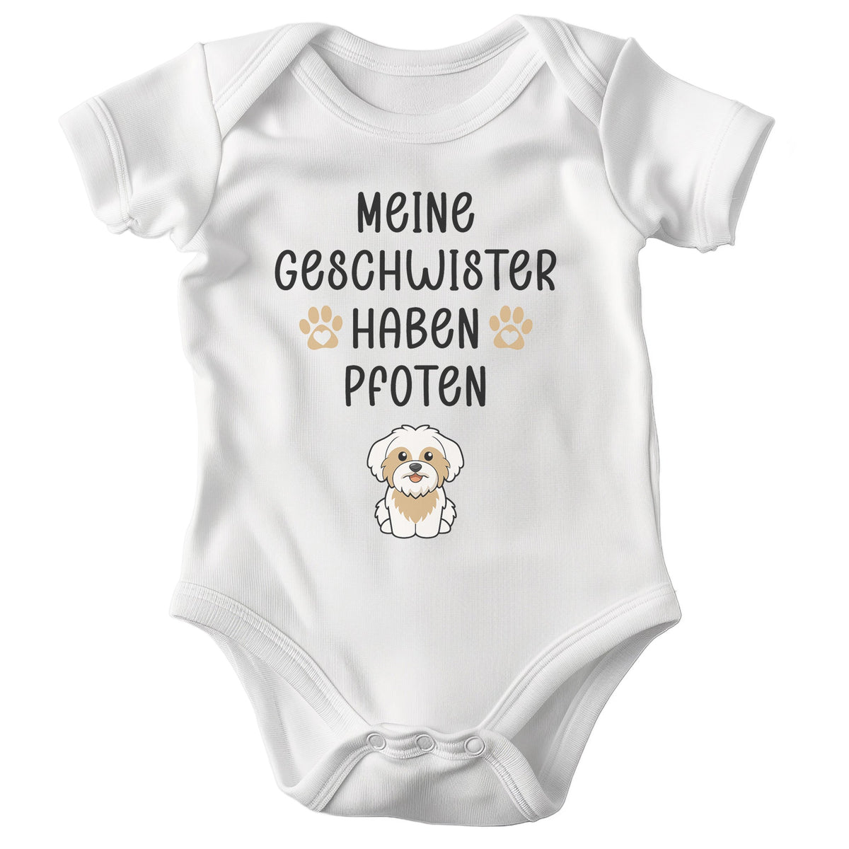 22Feels Unisex Babybody Bio-Baumwolle – Weiß mit Havaneser Geschwister Spruch – Geschenk zur Geburt, Babyparty oder zum 1. Geburtstag für Hunde-Fans-Baby Body-22Feels