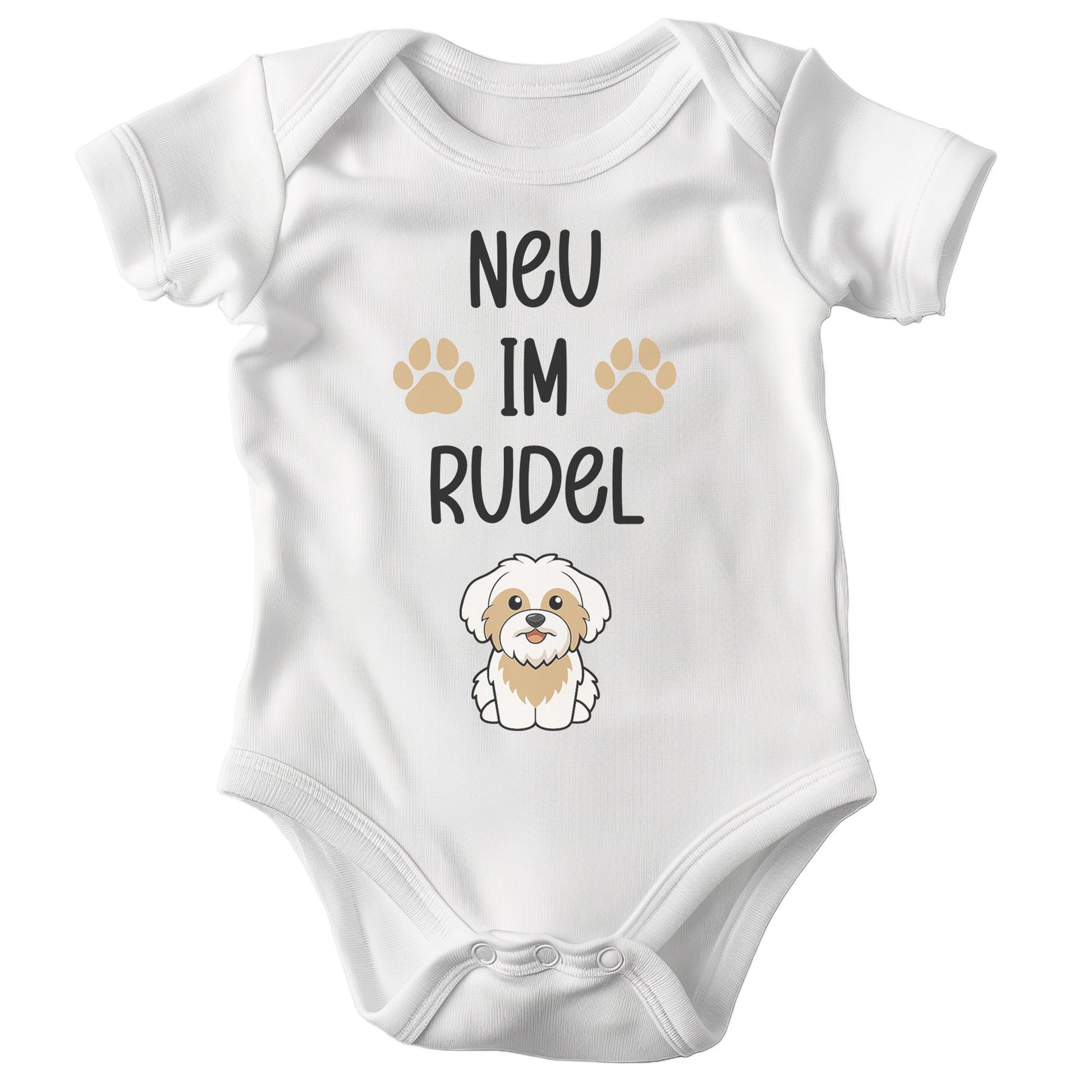 22Feels Unisex Babybody Bio-Baumwolle – Weiß mit Havaneser Neu im Rudel – Geschenk zur Geburt, Babyparty oder zum 1. Geburtstag für Hunde-Fans-Baby Body-22Feels