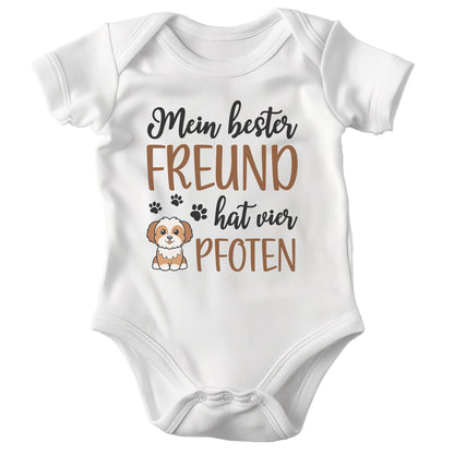 22Feels Unisex Babybody Bio-Baumwolle – Weiß mit Havaneser Bester Freund – Geschenk zur Geburt, Babyparty oder zum 1. Geburtstag für Hunde-Fans-Baby Body-22Feels