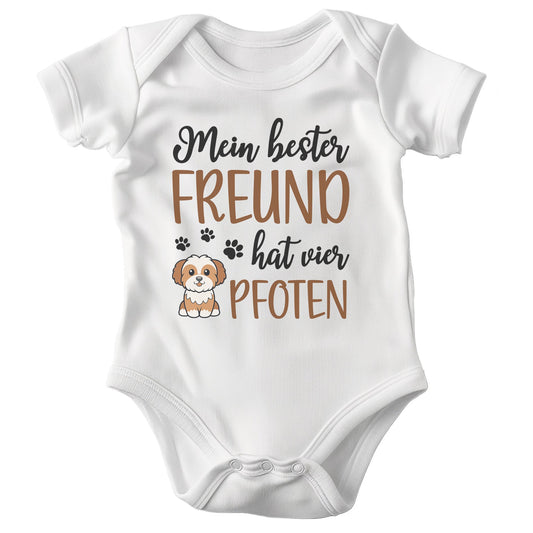 22Feels Unisex Babybody Bio-Baumwolle – Weiß mit Havaneser Bester Freund – Geschenk zur Geburt, Babyparty oder zum 1. Geburtstag für Hunde-Fans-Baby Body-22Feels