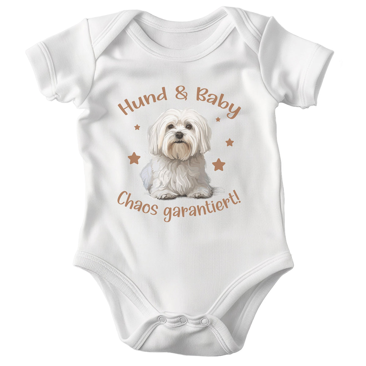 22Feels Unisex Babybody Bio-Baumwolle – Weiß mit Havaneser Chaos Spruch – Geschenk zur Geburt, Babyparty oder zum 1. Geburtstag für Hunde-Fans-Baby Body-22Feels