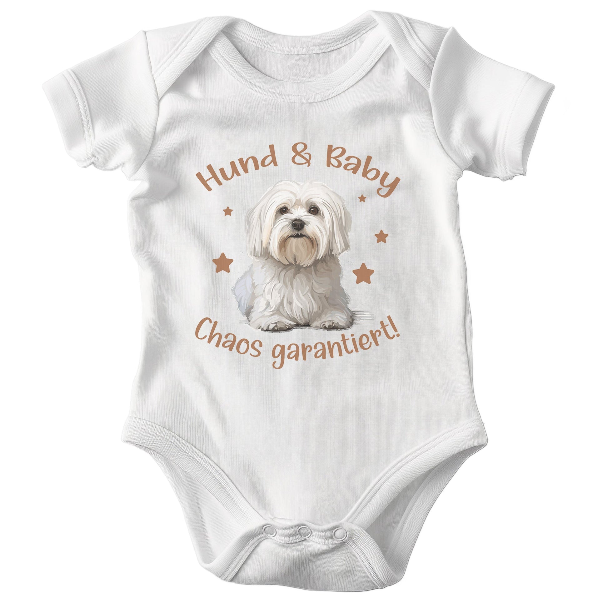 22Feels Unisex Babybody Bio-Baumwolle – Weiß mit Havaneser Chaos Spruch – Geschenk zur Geburt, Babyparty oder zum 1. Geburtstag für Hunde-Fans-Baby Body-22Feels