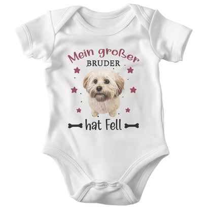 22Feels Unisex Babybody Bio-Baumwolle – Weiß mit Havaneser Großer Bruder – Geschenk zur Geburt, Babyparty oder zum 1. Geburtstag für Hunde-Fans-Baby Body-22Feels