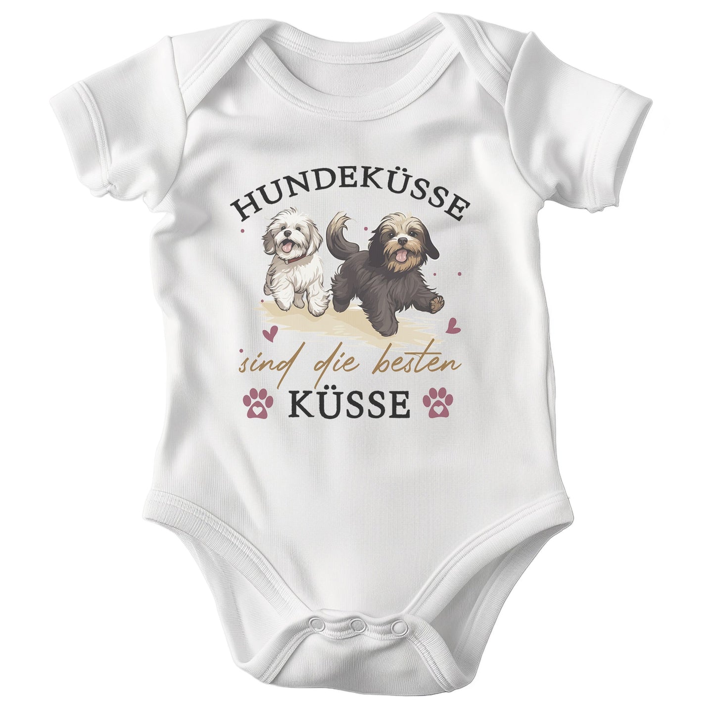 22Feels Unisex Babybody Bio-Baumwolle – Weiß mit Havaneser Hundeküsse – Geschenk zur Geburt, Babyparty oder zum 1. Geburtstag für Hunde-Fans-Baby Body-22Feels