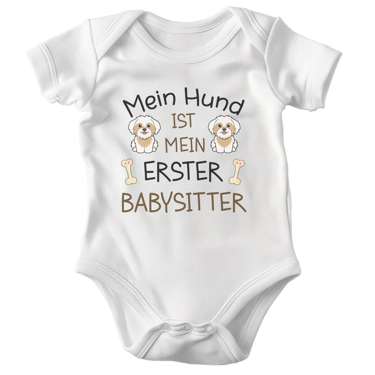 22Feels Unisex Babybody Bio-Baumwolle – Weiß mit Havaneser Babysitter – Geschenk zur Geburt, Babyparty oder zum 1. Geburtstag für Hunde-Fans-Baby Body-22Feels