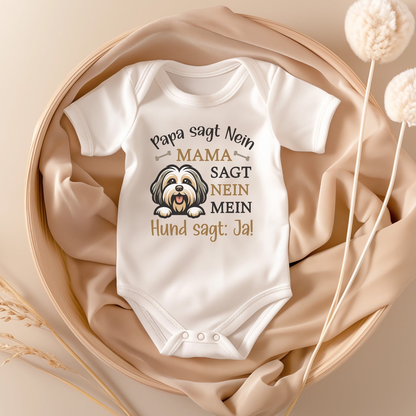 22Feels Unisex Babybody Bio-Baumwolle – Weiß mit Havaneser Ja Spruch – Geschenk zur Geburt, Babyparty oder zum 1. Geburtstag für Hunde-Fans-Baby Body-22Feels